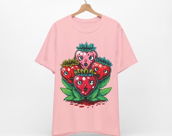 Chemise fraise Adorables fraises kawaii - Chemise cottagecore Chemise jardinage Chemise botanique Fraise imprimé cadeau pour femme