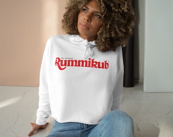 Sudadera con capucha corta retro con logo de Rummikub