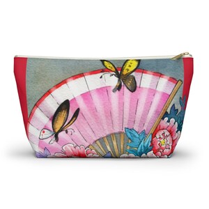 Red Chinese Watercolor Fans and Flowers Mahjong Tile Bag | Mahjong Bags For Tiles | Mah Jongg Bag | Bag For Mahjong Tiles