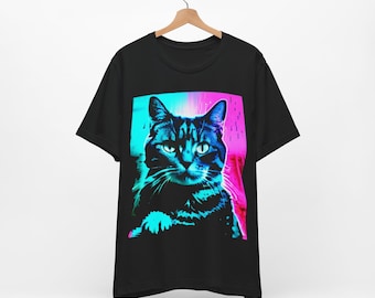 Camiseta psicodélica Weirdcore Cat - Trippy Vaporwave Alt Ropa, Rave Gear, Ropa Grunge, Harajuku Punk