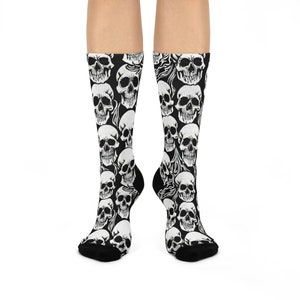 Gothic Graveyard | Psychedelic Gothic Skulls Cushioned Unisex Crew Socks | Gothic Socks | Skull Socks | Halloween Socks