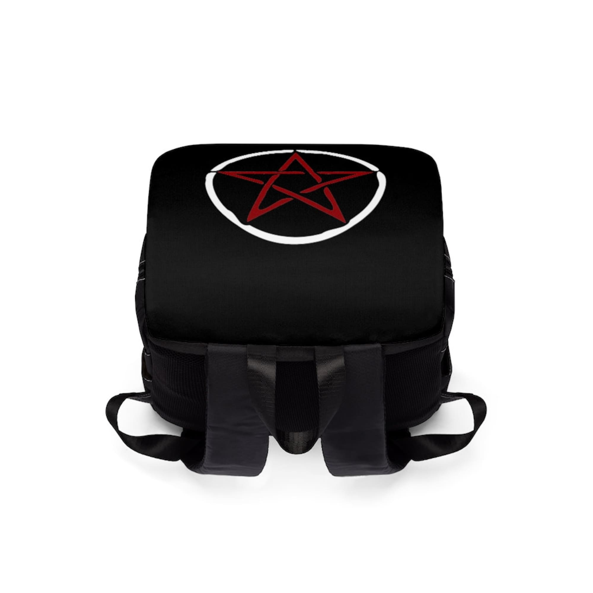 Red Pentagram Goth Occult Dark Art Metal Gothic Pagan Unisex Casual Shoulder Backpack