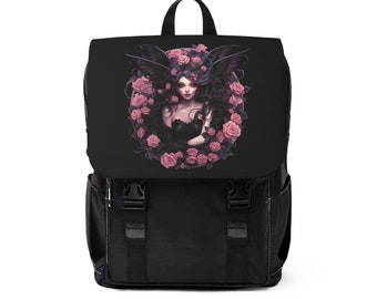 Bloemenroze pastel Goth Fairy Princess Unisex Casual rugzak, occulte rugzak, gotische tas, Goth rugzak, gotische feeën