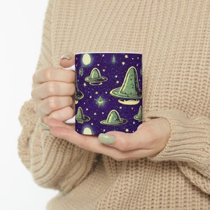 Mushroom Universe Ceramic Mug 11oz | Mystical Mushroom Lover Gift | Fungi Grower Forager | Gifts for Gardeners & Vegans