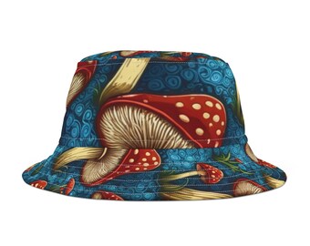 Whimsical Fungi Fantasy Mushroom Bucket Hat Cottagecore Mushroom