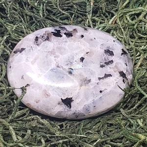 Rainbow Moonstone with Black Tourmaline Palm Stone
