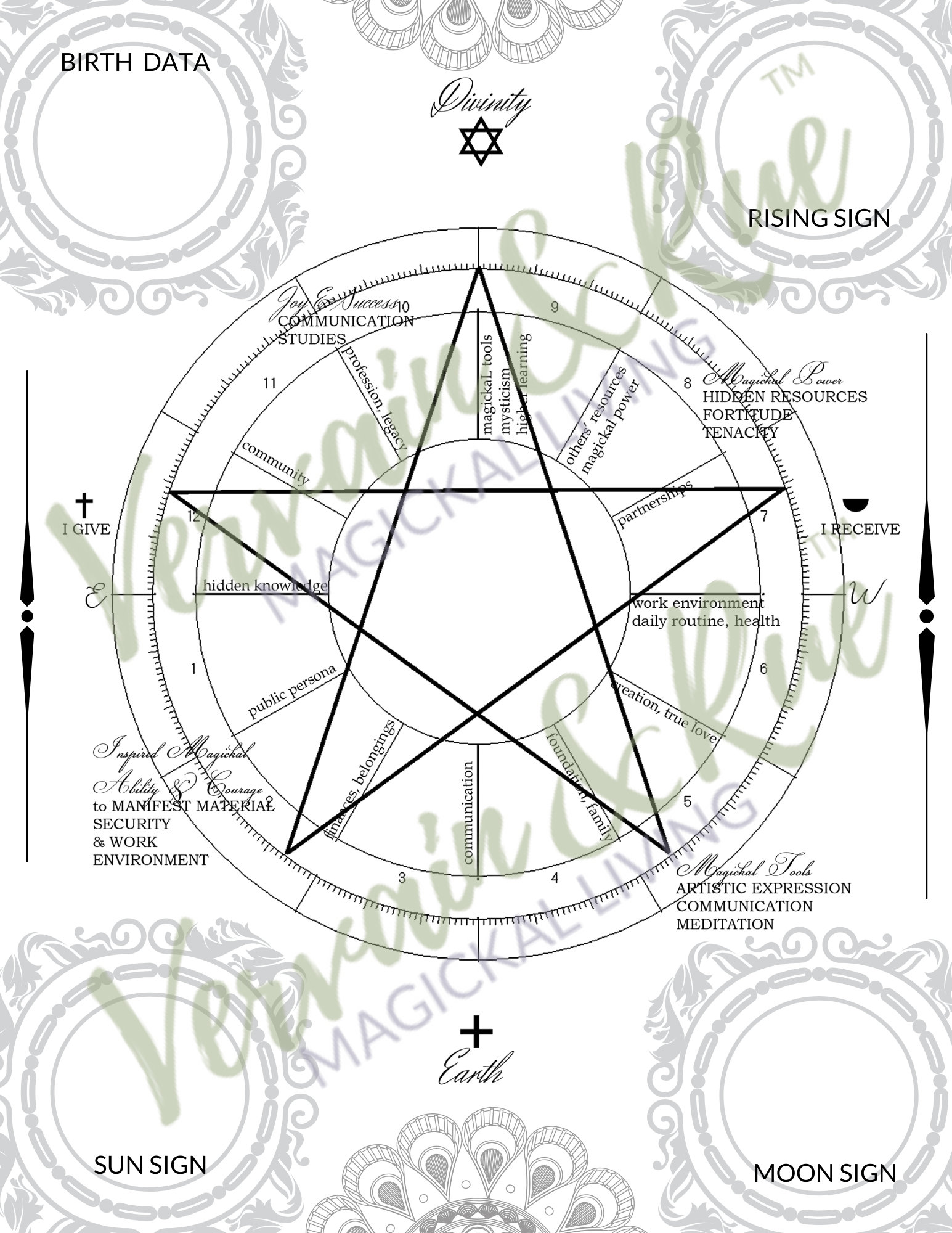 Blank Astrology Chart Coloring Sheet Printable | Etsy