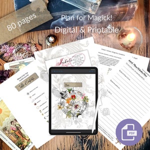 Wheel of the Year Printable Guided Journal with 8 Sabbats | PDF 80 Pages US Letter, 8.5 x 11 in. | plans, thoughts, activities organized