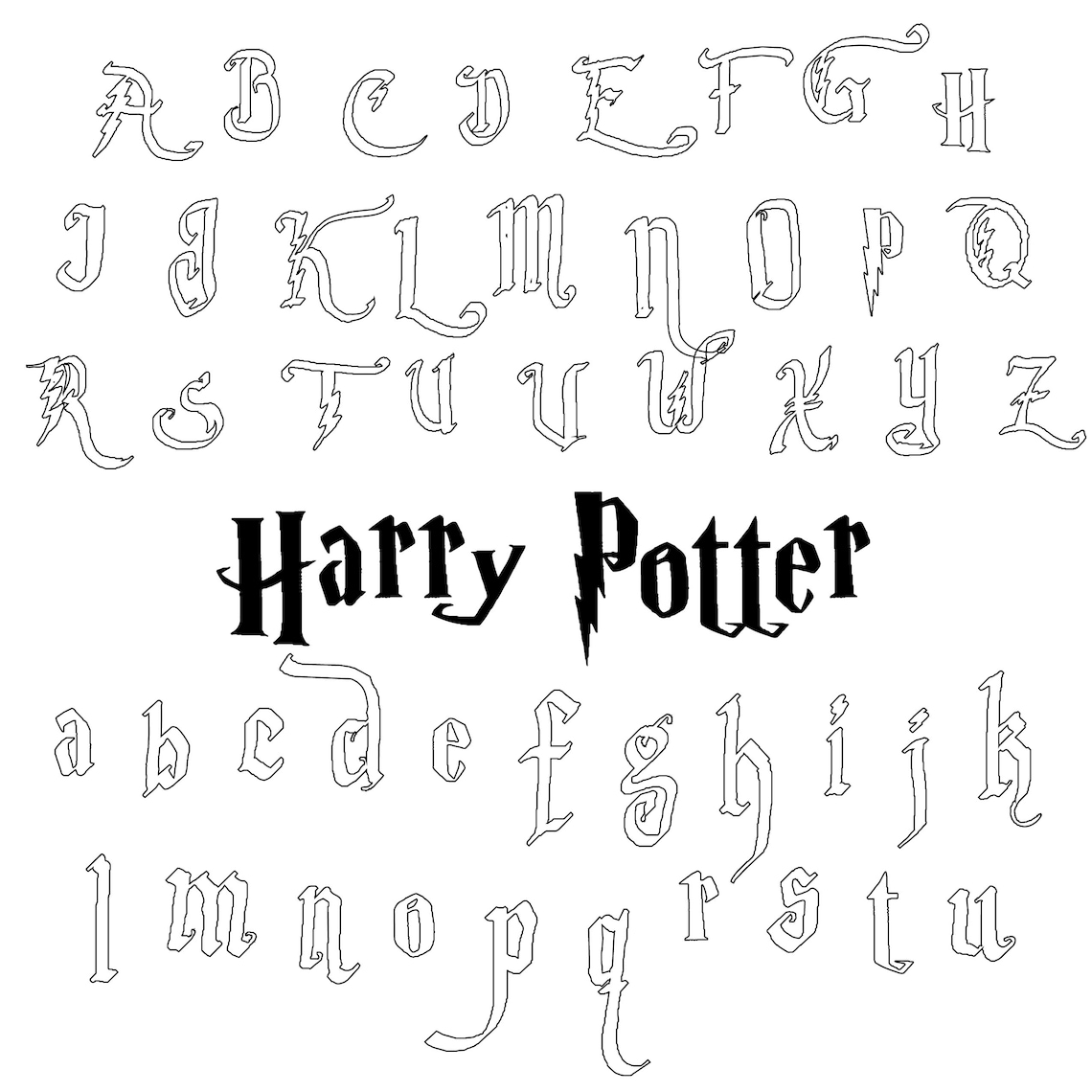 Harry Potter Font Printable DIY Paper Letters Outlines Only Etsy