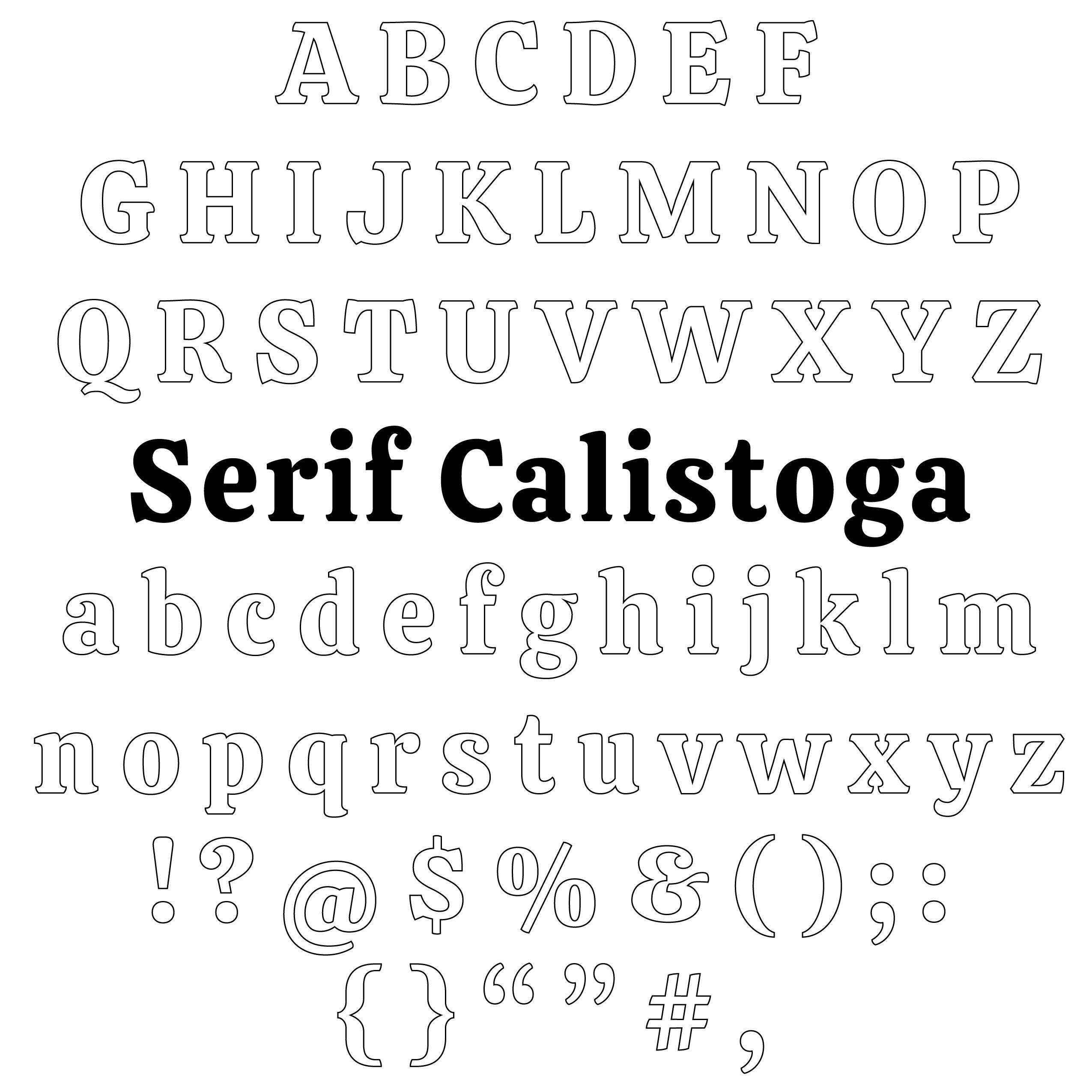 serif calistoga font printable diy paper letters outlines etsy