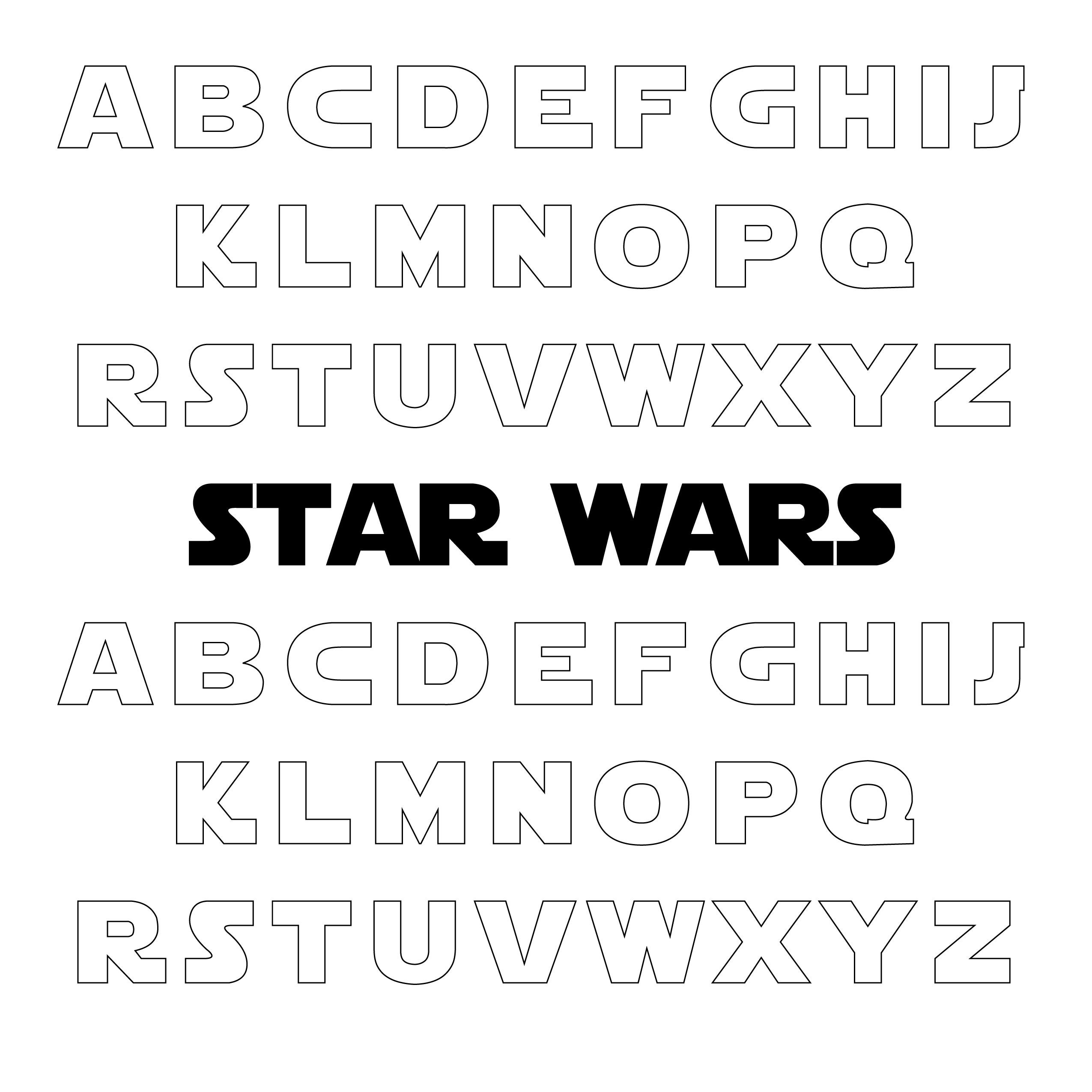 Star Wars Letters Font Printable Diy Paper Letters Outlines Only Instant Download Pdf Bulletin Board Alphabet