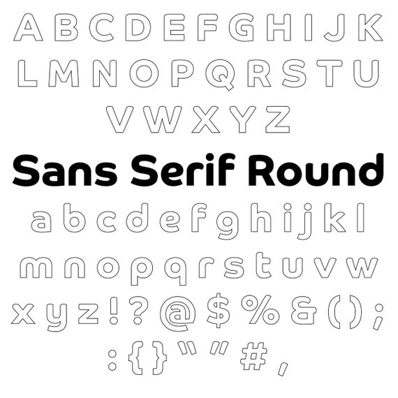sans serif round font printable diy paper letters outlines etsy canada