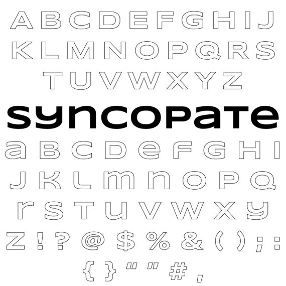 syncopate round font printable diy paper letters outlines etsy