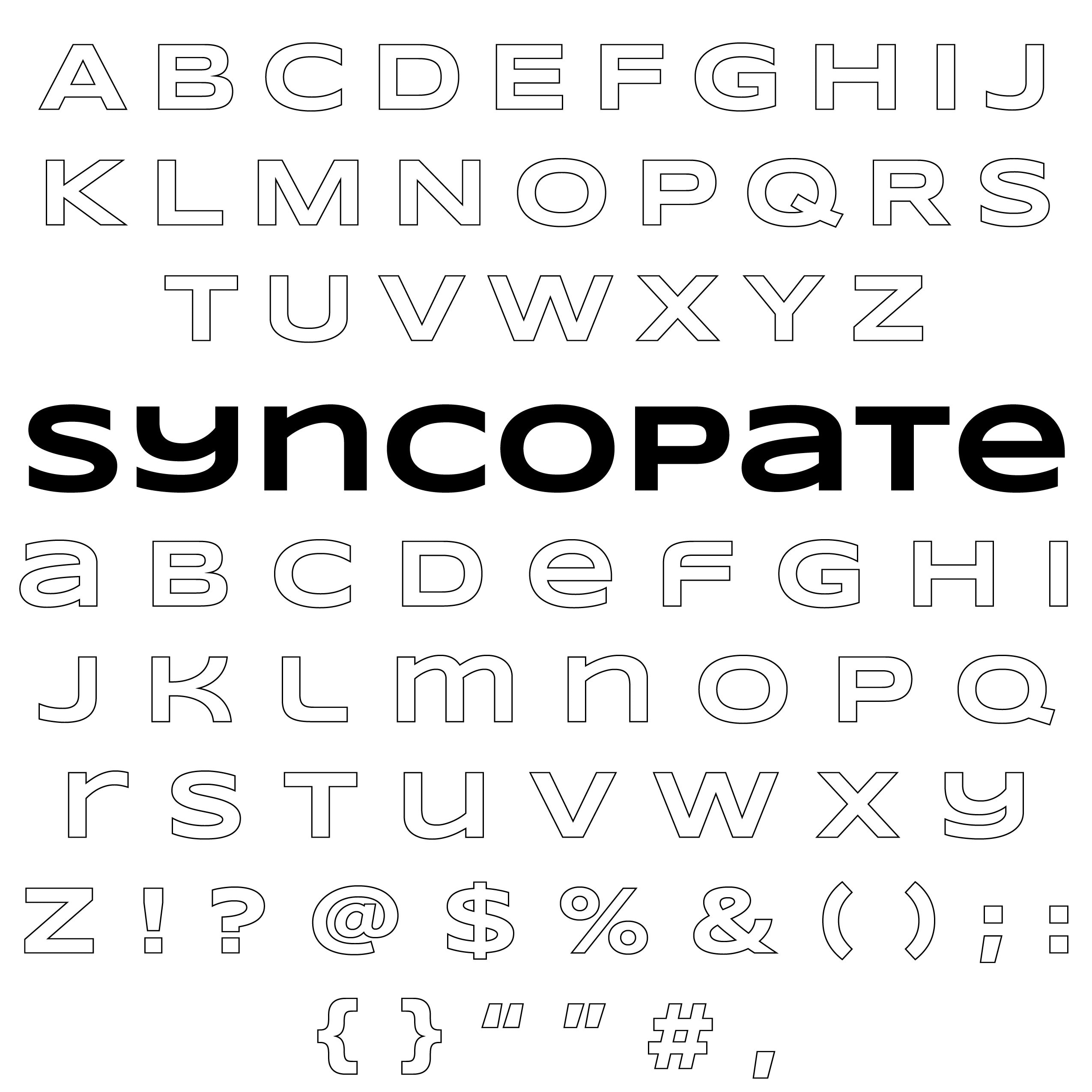 syncopate round font printable diy paper letters outlines etsy