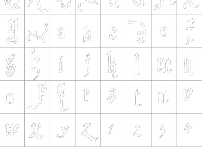 Harry Potter Font Printable DIY Paper Letters Outlines Only Etsy