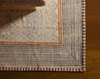 Square Cotton Area Rug, Block Printed Rug / Carpet, Area Rug 4X4 Feet ...