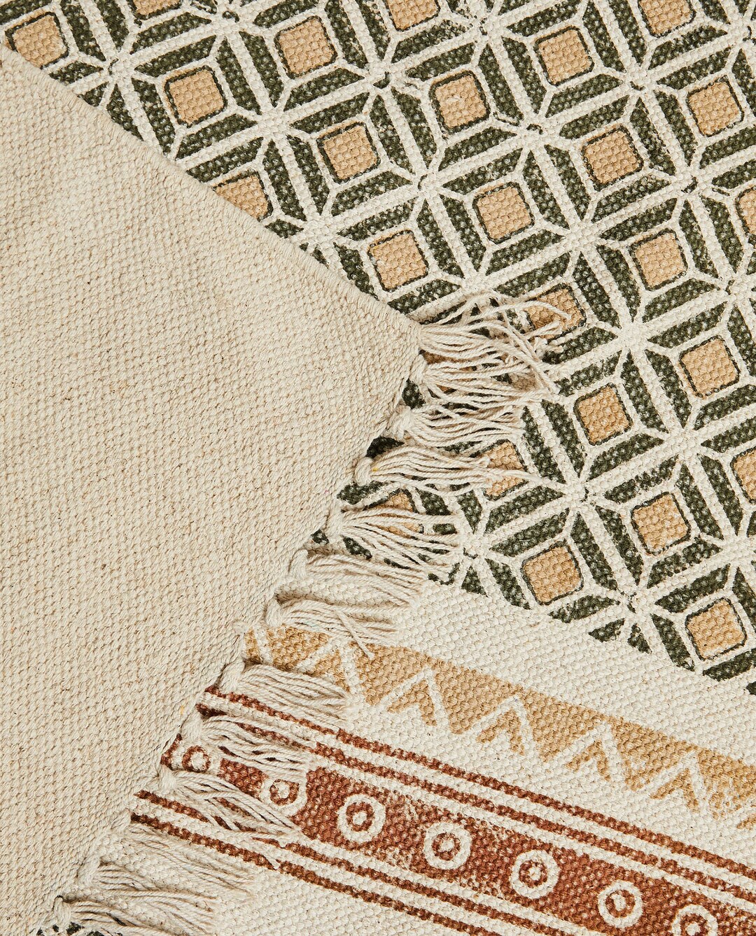 Square Cotton Area Rug, Block Printed Rug / Carpet, Area Rug 4X4 Feet ...