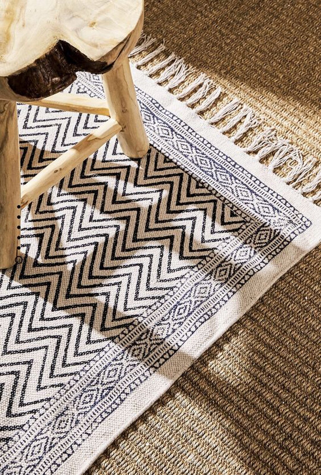 Square Cotton Area Rug Block Printed Rug / Carpet Area Rug - Etsy