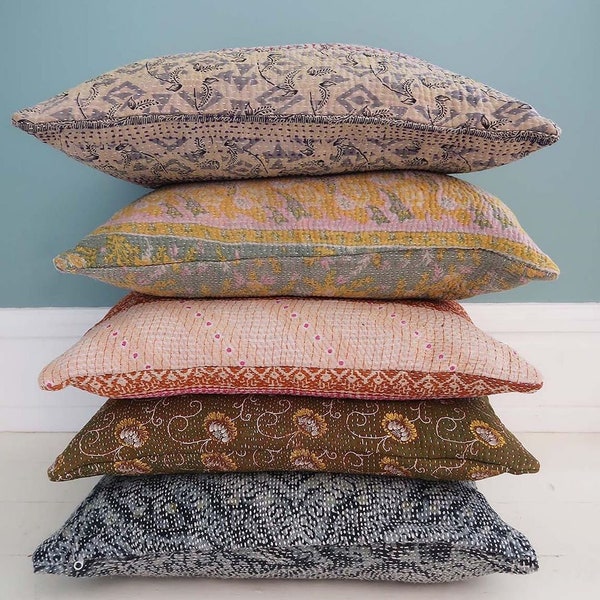 Lot de 6 housses de coussin kantha vintage 16 x 24 pouces 40 x 60 cm