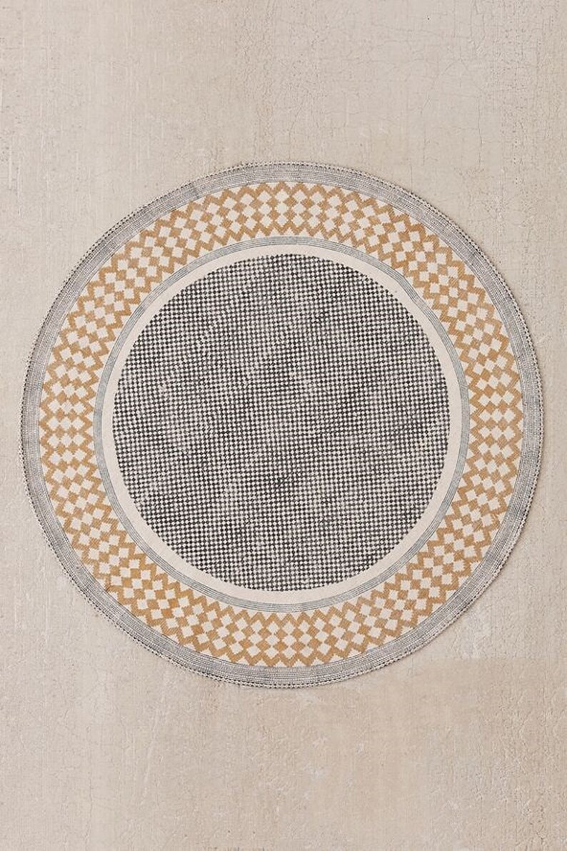 9x9 feet Cotton round rug / block printed round rug / round Etsy