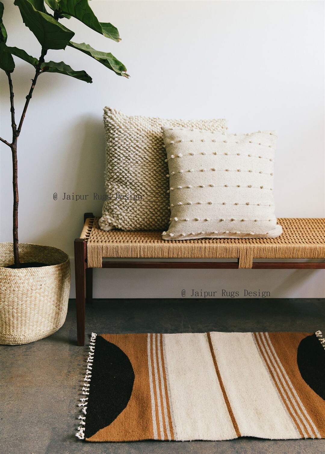Square Cotton Area Rug, Block Printed Rug / Carpet, Area Rug 4X4 Feet ...