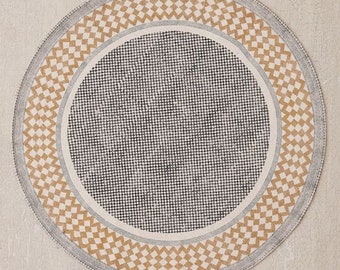 Cotton round rug / block printed round rug