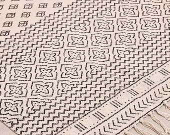 cotton rug 3X5 FEET Cotton rug, block printed rug, carpet, area rug, rustic rug, machine wash rug 36x60 inches, 90x150 cms