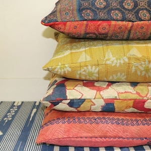 6 pcs set of 20x20 inches vintage kantha cushion covers 50x50 cms  pillow covers