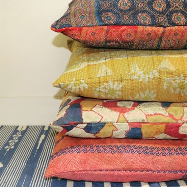 6 pièces ensemble de 12x20 pouces 30x50 cms vintage kantha housses de coussin taies d'oreiller