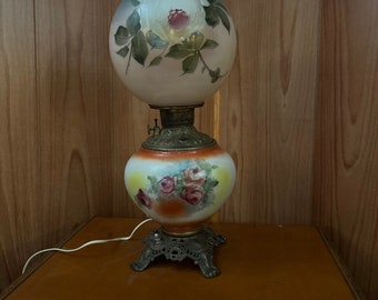 Mismatched Antique Gone with the Wind Hurricane Lamp Converted from Oil Lamp Victorian Decor
