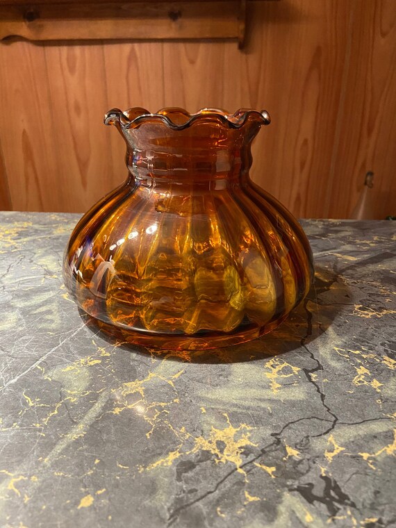 Vintage 1940s Fenton Amber Carnival Glass Small Lamp Shade Vintage 1940s Fenton Amber Carnival, Antique Carnival Glass Lamp Shades