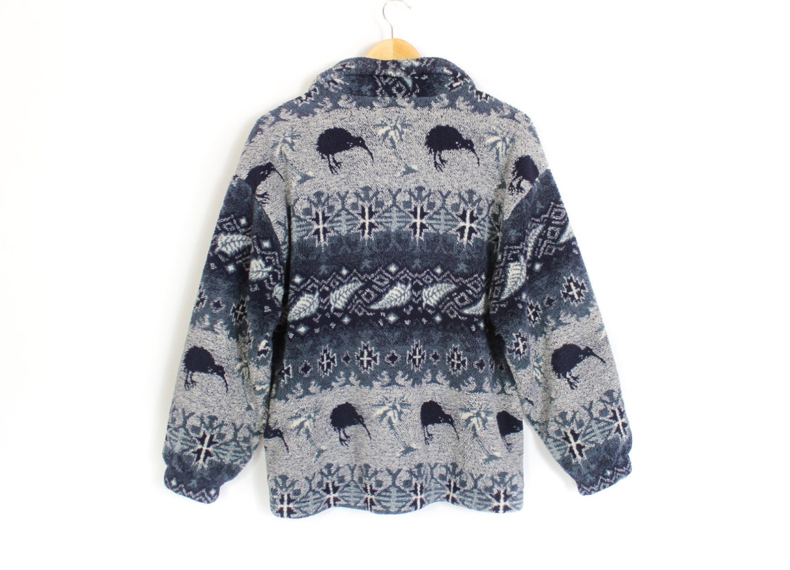 Vintage Mika New Zealand Fleece Kiwi Fern Jacket 90s Size S Etsy