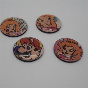 Mario y Princess Peach Comic Magnet Combo Único Hecho a Mano 4 Pack 1 Pulgada