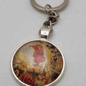 Young Hellboy Keychain Comic Pendant Unique Handmade