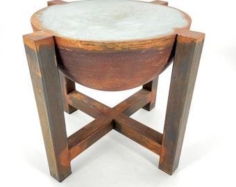 Mesa de centro industrial / mesa auxiliar / mesa de diseño / mesa de metal / taburete