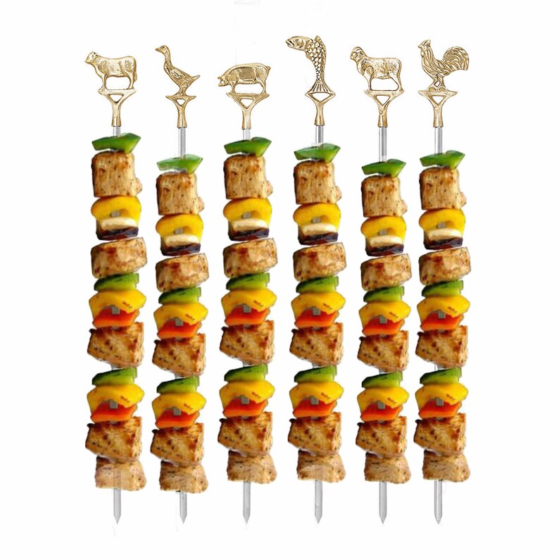 Metal Skewers for Grilling 16 Inch Long Flat Stainless Steel Etsy