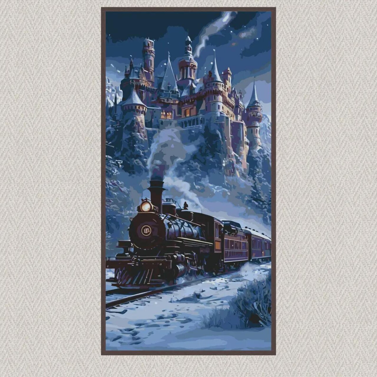 Fairy Tale Castle & Night Train Paint by Number Kit