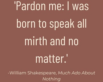 Alle vrolijkheid maakt niet uit - veel ophef over niets Shakespeare Quote 2 x 4 Inch afdrukbare bladwijzers Set van 10