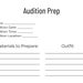 Audition Prep Printable Worksheet Organizer for Actors - Etsy
