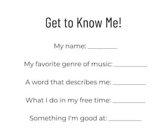 Get to Know Me - Level 3 - Middle School Classroom Resource Introduction Activity