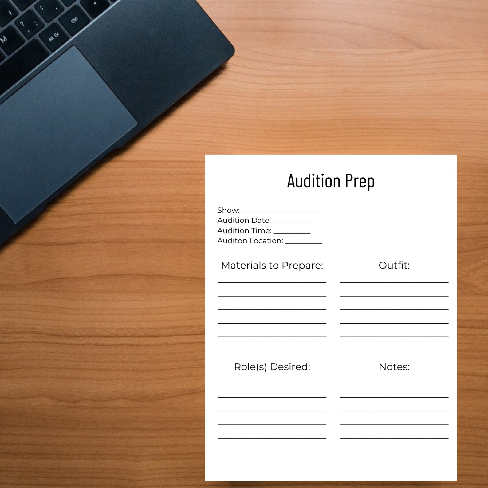 Audition Prep Printable Worksheet Organizer for Actors - Etsy