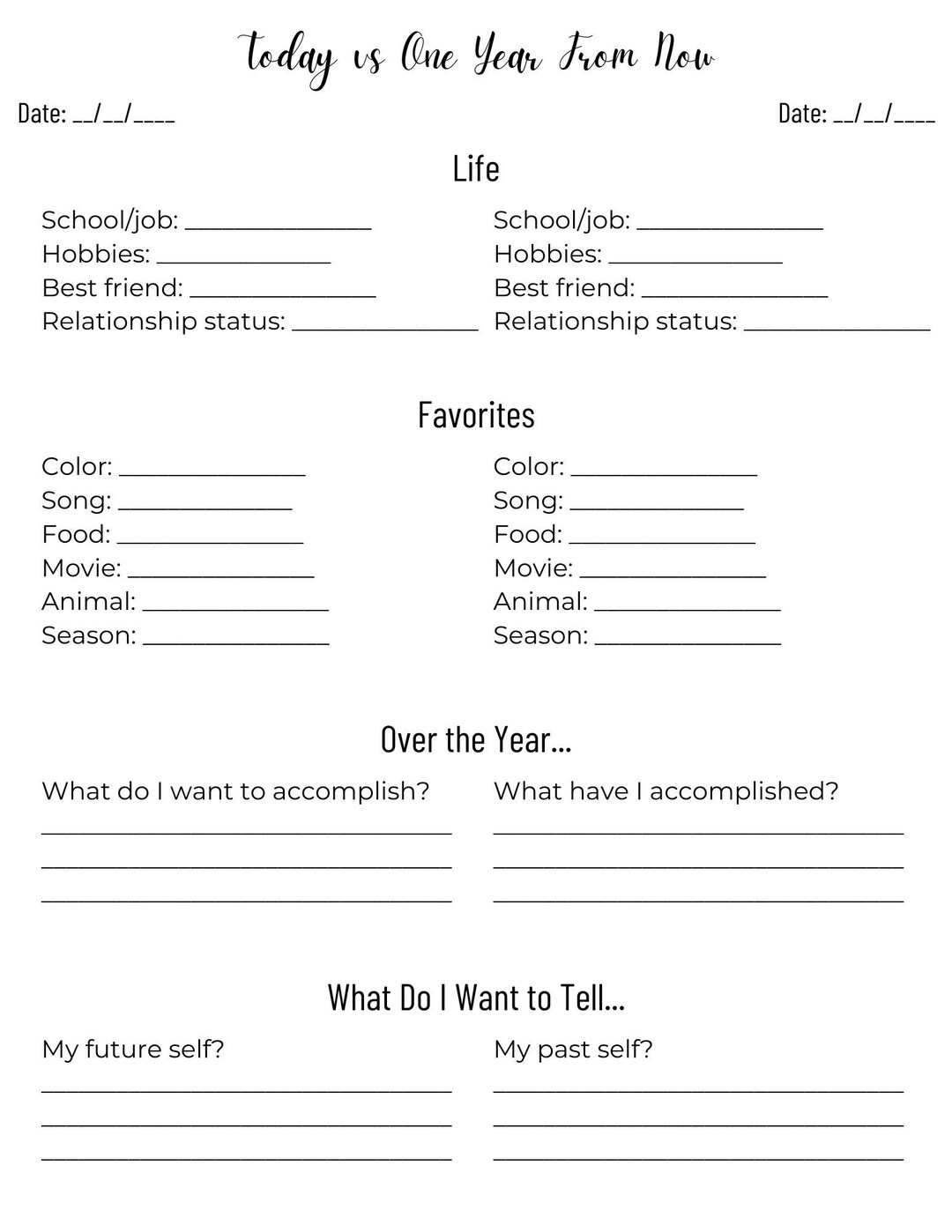 Today Vs One Year From Now Time Capsule Yearly Reflection Printable today-vs-one-year-from-now-time-capsule-yearly-reflection-printable