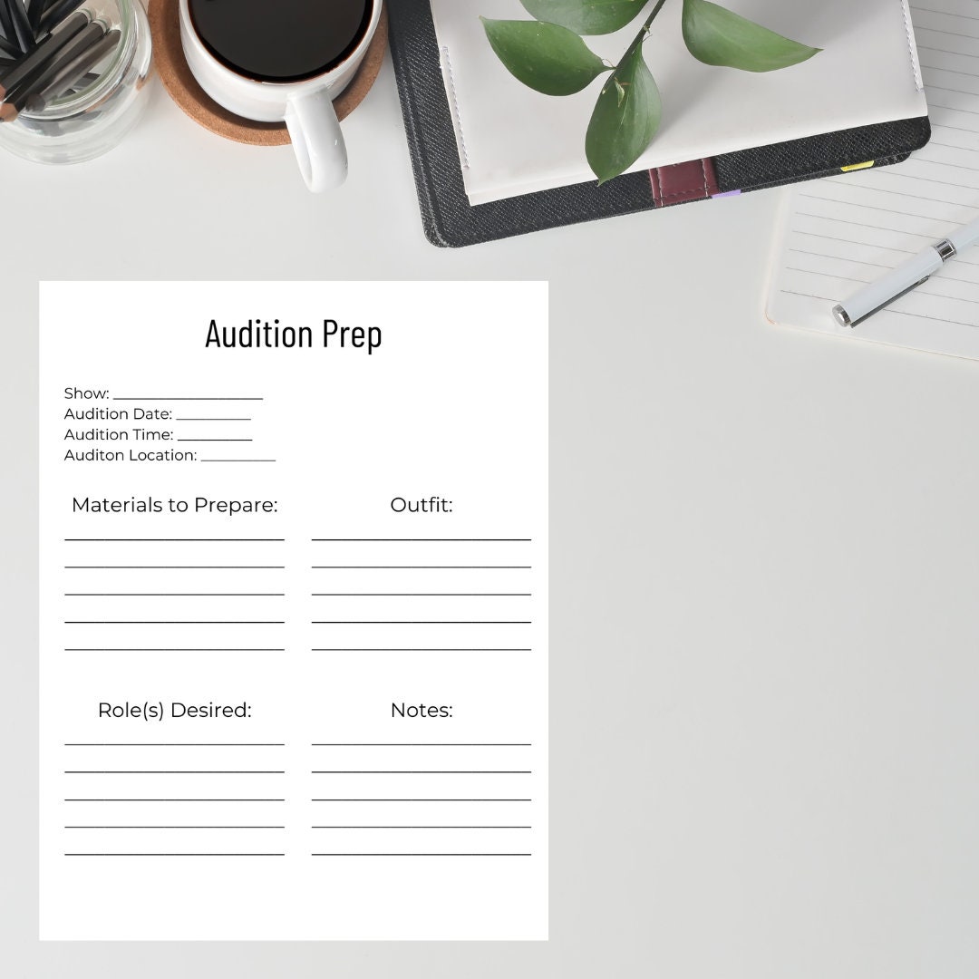 Audition Prep Printable Worksheet Organizer for Actors - Etsy