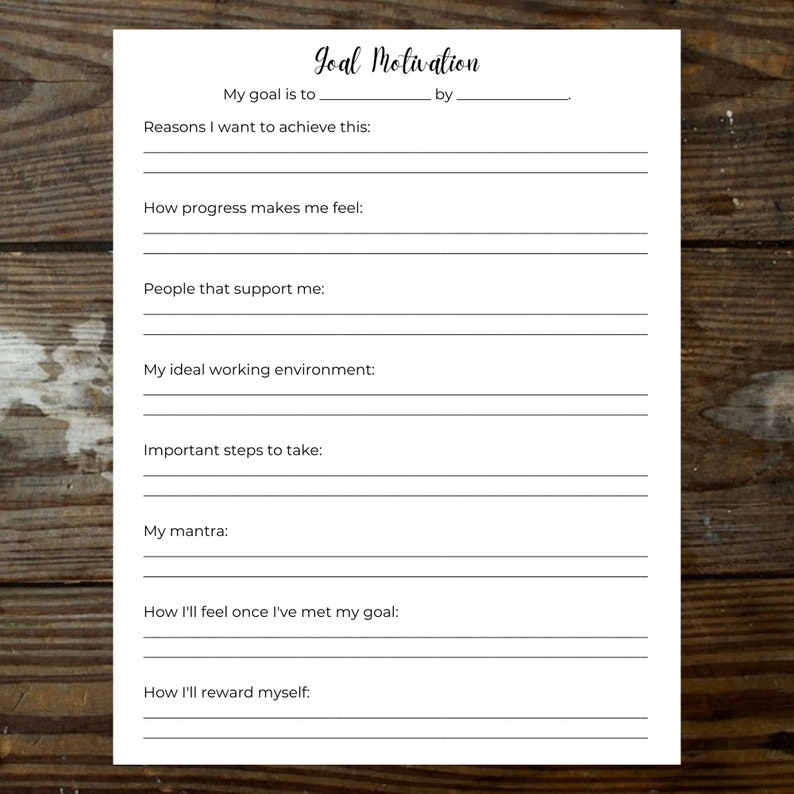 Goal Motivation Printable Personal Project Journaling Page - Etsy