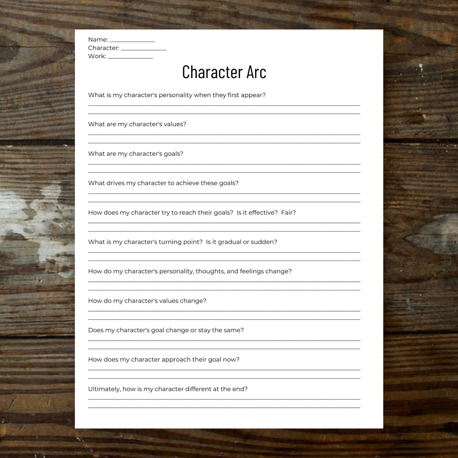 Character Arc - Printable Resource Acting Theater Writing English Class ...