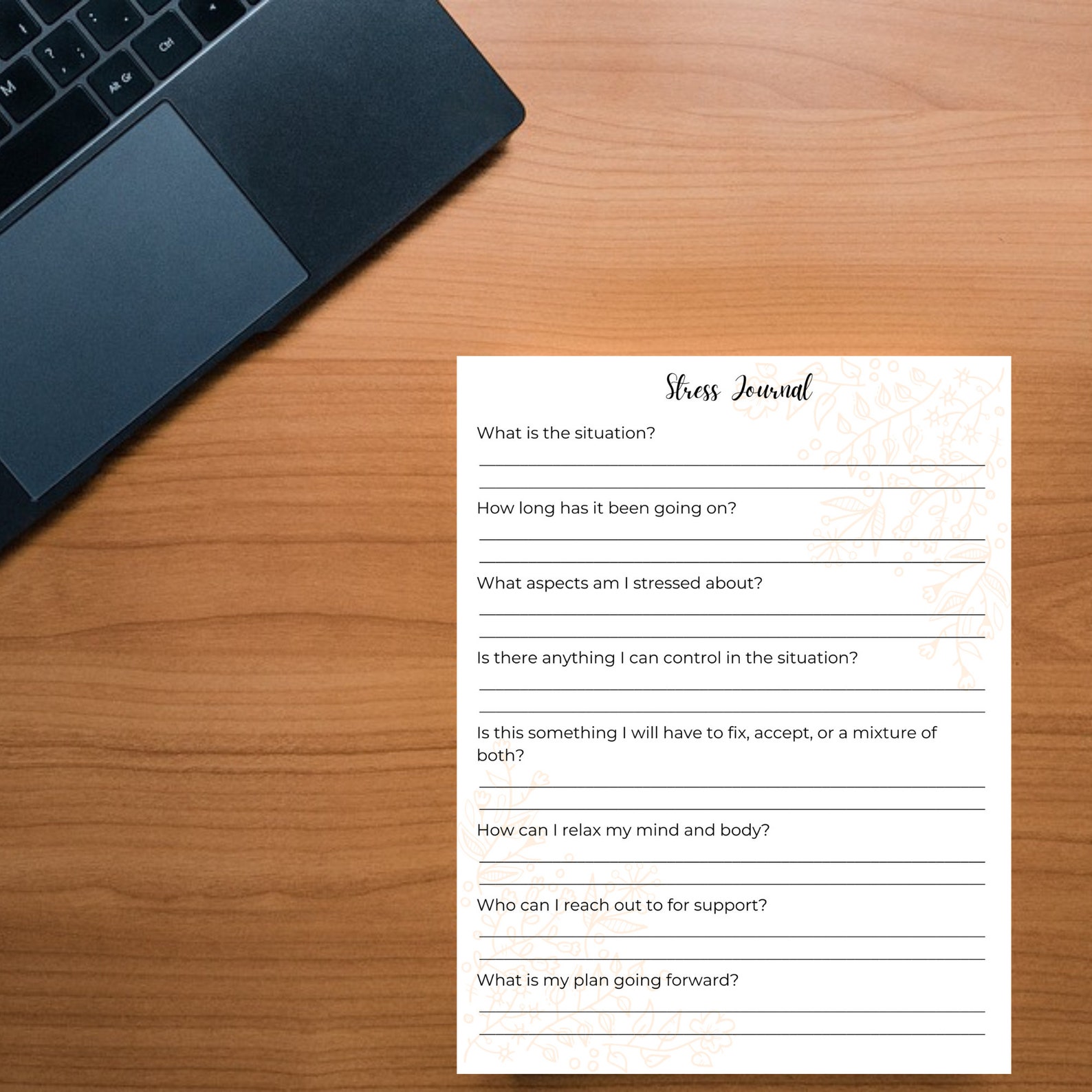 Stress Journal as Needed Printable Journal Page for Introspection ...