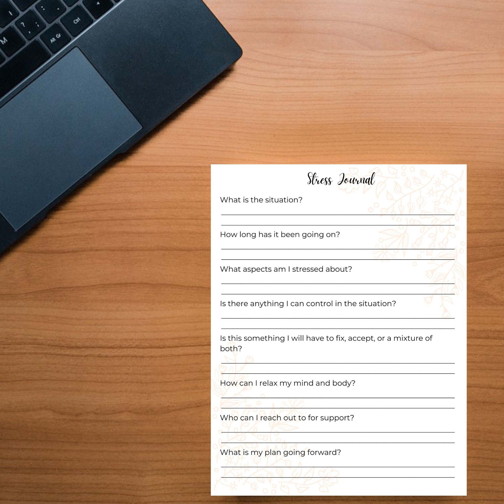 Stress Journal as Needed Printable Journal Page for Introspection ...