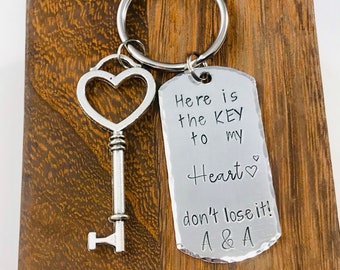heart with key Handmade greeting card: Love card valentine key to my heart white and red anniversary