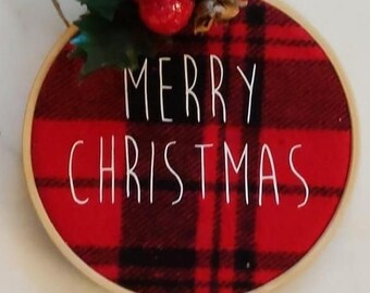 Embroidery Hoop Ornament Merry Christmas