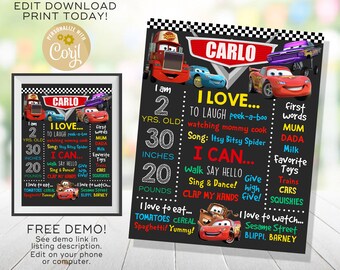 Retro Car Birthday Milestone Board Printable Digital First Birthday Chalkboard Sign Vintage Car Birthday Classic Car Chalkboard